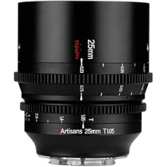 7artisans 25mm T1.05 Cine Large Aperture Manual Focus Low Distortion Mini Cinema Lens M4/3 for Olympus Panasonic Black