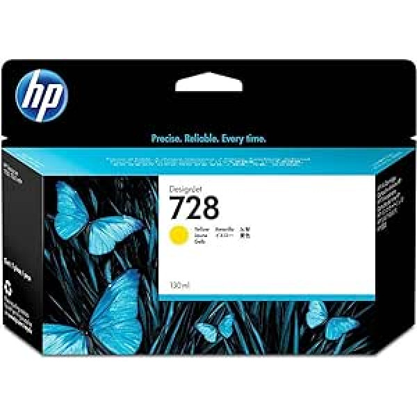 HP 728 Gelb 130 ml Original Druckerpatrone (F9J65A) mit originaler HP Tinte, für DesignJet T730 und T830 Großformatdrucker sowie den HP 729 DesignJet Druckkopf