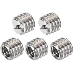 sourcing map Adapter für Kamerastativ, 6,35 mm (1/4 Zoll) Buchse auf 3/8 Zoll Stecker, 0,8 cm Höhe, Stahllegierung, 5 Stück