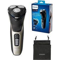 Philips Shaver Series 3000 - Electric Wet and Dry Shaver for Men with Fold-Out Trimmer and Travel Bag (Model S3230/52)