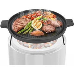 Onlyfire Cast Iron Grill Plate with Removable Feet, BBQ Griddle Plate for Solo Stove 15 Inch Ranger Fire Pit, Diameter 35.5 cm, Grill Trays with Handle for Grilling, Bacon, Omelettes, Vegetables,