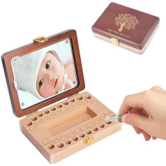 Personalised Baby Tooth Box, Wooden Tooth Storage and Lost Teeth Savings Box for Newborn, Shower and Birthday Gift
