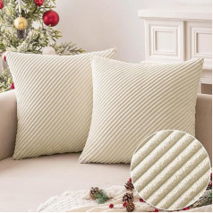 MIULEE Set of 2 Cushion Covers, Diagonal Striped Corduroy Cushion Cover, Christmas Cushion Cover, Sofa Cushion, Couch Cushion, Decoration, Decorative Cushion Cover, Cuddly Cushion for Sofa, 40 x 40