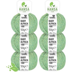 Hansa-Farm 100% Baby Alpaca Wool in 25 Colours - 300 Gram Set DK (double knit) (6 x 50 g) - The 1st Machine-washable 100% Alpaca wool – even softer, scratch-free and durable – Alpaca wool for knitting and crocheting
