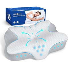 Zibroges Neck Pillow, Memory Foam Pillow, Comfortable Sleeping Pillow for the Neck, Ideal for Side Sleepers, Back Sleepers and Stomach Sleepers, Washable Cushion Cover, 61 x 41 x 11.5 cm