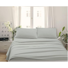 Made in Italy - Capri Complete Single Bed Linen 3 Pieces in Cotton - 1 Flat Sheet + 1 Fitted Sheet + 1 Pillowcase 50 x 80 cm (Single, Pearl)