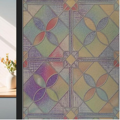 ConCus-T Bunte Buntglas-Fensterfolie, Privatsphäre, mattiert, geometrische Glasfolie, statisch haftend, Fensteraufkleber, Anti-UV-Türabdeckung, Vinyl für Zuhause, Büro, 90 x 200 cm