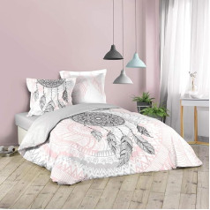 Douceur d'Intérieur 3 Piece Bedding Set Pink 200 x 200 cm Printed 42 Thread Count Namaste Design