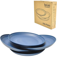 NowCooks Unbreakable Plates, Set of 4, UK/EU Tested Plastic Plates Perfect for Parties, Picnics, Camping and Caravans, Safe for Kids and Adults (Medium, Dark Blue)