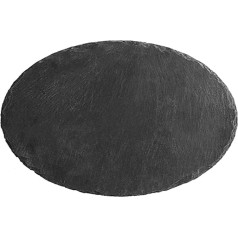 H&H 3375 Slate Round Plates, Set, Black, 6 Units