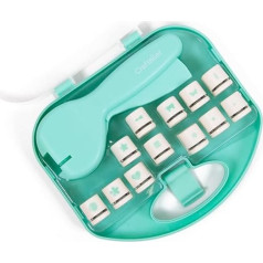 Craftelier - Interchangeable Cartridge Punch with 12 Shapes | Ideal for Paper and Card with Low Grammage | Box Size 19.5 x 18 cm - Hole Size 16.50 x 6.5 cm - Turquoise