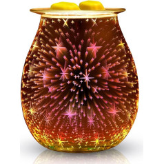 Electric Glass Oil Burner, Scented Wax, 3D Fireworks Aroma Lamp, Touch Control Night Light, Aroma Lamper Decoration for Home, Office, Bedroom, Living Room, Gifts