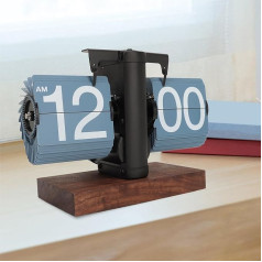 banapoy Flip Desk Clock, Retro Vintage Flip Down Clock, Automatic Rotating Digital Display, Mechanical Clock, Table Flip Clock, Gear Operated Clock for Home Office Decor