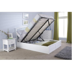 ‎Right Deals Uk Como Holz Stauraum Bett – Eiche oder Weiß – 4 FT6 Doppelbett oder 5 ft Kingsize – Mission Kopfteil – im Shaker-Stil, holz, weiß, Double 4ft6