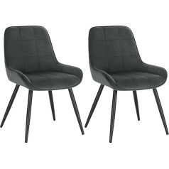Woltu BH331dgr-2 Dining Room Chairs Set of 2 Upholstered Velvet Kitchen Chair Padded Accent Chair for Living Room Bedroom Kitchen, Ergonomic Chair with Backrest, Dark Grey
