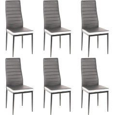 Ddmine Dining Room Chairs Set of 6 Modern Dining Room Chairs Faux Leather Cover High Back Comfortable Dining Room Chairs, Faux Leather Chair, SGS Tested (6, Grey and White)