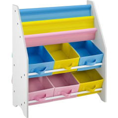 Songmics GKR36WT Children's Small Bookcase Toy Shelf with Colourful Storage Boxes 63 x 74 x 26.5 cm (W x H x D)