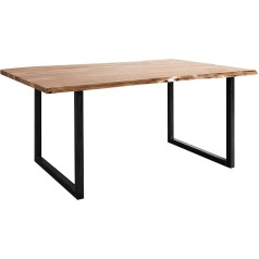 Wolf Möbel Wood You Like WOLFMÖBEL GURU Live Edge Dining Table with Iron Legs 160 x 90 cm Top 26 mm Acacia Colours Acana Legs Black