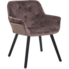 CLP Cassidy Velvet Dining Room Chair, Retro Chair with Armrests, Seat Height: 45 cm, Padded Armchair, Colour: Dark Grey, Frame Colour: Black