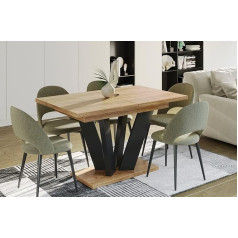 Endo-Moebel Alex Dining Table 130 cm to 210 cm Expandable Column Table Kitchen Table Elegant (Craft Oak)