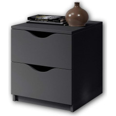 Stella Trading LUKI Bedside Table with Two Drawers in Graphite - Modern Bedside Cabinet with Storage Space for Your Bed - 40 x 45 x 42 cm (W x H x D)
