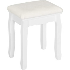 ‎Woltu WOLTU MB6095ws Dressing Stool Country House Stool Velvet Piano Stool Cosmetic Stool Upholstered Stool for Bedroom 38 x 45 x 28.5 cm Solid Wood Legs White