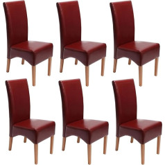 Mendler Set of 6 Latina Dining Chairs / Kitchen Chairs Leather Red Light Legs