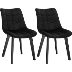 Eugad 0656BY-2 Dining Room Chairs, Set of 2, Living Room Chairs with Backrest, Upholstered Chair, Kitchen Chair, Soft Velvet and Wood for Dining and Living Room, Black