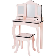 Teamson Kids Fantasy Fields TD-13028P Children's Wooden Dressing Table with Mirror and Stool Pink/Black