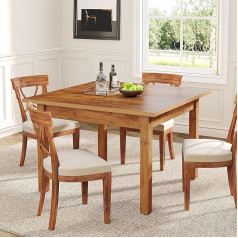 Tribesigns 100 x 100 x 75 cm Dining Table for 4 People, Wooden Kitchen Table, Small Dining Table with Oak Finish Top and Solid Wood Legs for Living Room, Dining Room (Table Only)