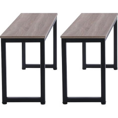 Hallowood Furniture Kempley Wooden Dining Bench Industrial Style Black Metal U Shape Legs Modern Kitchen Benches for Dining Room, Home, Restaurant and Cafe, 1 Pair