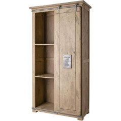 Massivmoebel24.De Railway #315 Solid Wood Cabinet Made of Mango Wood - Whitewash, Varnished | 100 x 50 x 190 cm | + Sliding Door + 6 Compartments | Storage Cabinet Hallway Cabinet