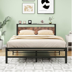 Homerecommend Double Metal Bed Frame with Modern Headboard and Footboard