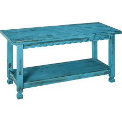 Alaterre Furniture Rustic Cottage Bench, Blue Antique Finish Bench, Wood, Antique Blue