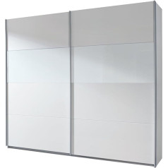 Rauch Möbel Rauch Schwebetürenschrank Weiß Alpin 2türig, Absetzung Glas Weiß, BxHxT 136x210x62cm
