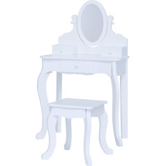 Fantasy Fields by Teamson Rapunzel TD-12851B Children's Dressing Table Makeup Set with Mirror, Drawers & Chair Stool for Children White