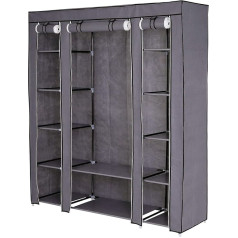 Dibea Foldable Fabric Wardrobe 175 x 150 x 45 cm, Grey