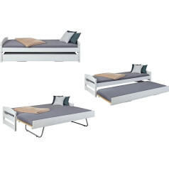 ‎Inter Link Inter Link 2-in-1 Bed Sofa Bed with 2 Sleeping Surfaces, Solid Wood, Guest Room, Children's Room, Teenagers’ Bedroom