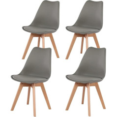 H.j Wedoo 2 x Scandinavian Dining Room Chairs, Upholstered with Leaf Design, for Kitchen, Linen, Wood, Grey