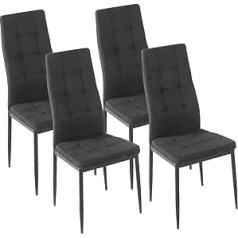 Brigros Milano Fabric Chairs, 4 Chairs, Design for Dining Room, Kitchen, Office, Waiting Room, Bedroom, Black