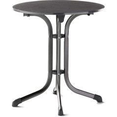 Sieger 3125 Folding Boulevard Table with Vivodur Plate Diameter 68 cm/Iron Grey-Coloured Steel Tubing Frame/Slate-Look Tabletop Décor Charcoal Slate