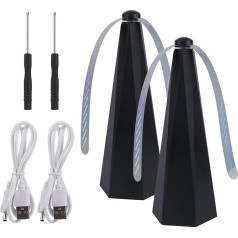 Pohove 2 x Fly Fans for Tables, Fly Repellent Fan, Fly Fan for Indoor and Outdoor Use, Portable Table Fly Fans, USB/Batteries (without) (Black, Size: 9 x 24 cm)