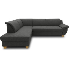 Domo. Collection Panama Corner Sofa, Classic Corner Sofa in L-Shape, Corner Sofa, Couch with Sleep Function, 254 x 186 cm, Anthracite
