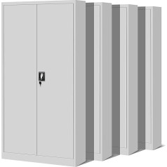 Jan Nowak by Domator24 C001H Set of 4 Filing Cabinets, Metal Cupboards, Steel Tool Cabinets, Powder Coated, Double-Door Cabinets, Lockable, 195 cm x 90 cm x 40 cm