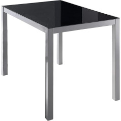 Miroytengo Miroymio Kitchen Table Black Glass Living Room Dining Room Rectangular Modern Feet Grey Solid 110 x 75 x 75 cm