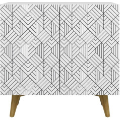 Galano Capson Mondrian Sideboard with 2 Doors - Stylish and Vibrant Closet Organiser for Your Home - Storage Sideboard - Adjustable Shelves (White)
