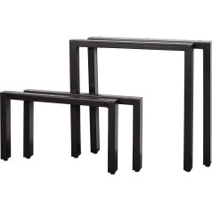 Staboos Metal Table Frame for Dining Table - 2 x (70 x 70 cm) U Frame - Metal Thickness 2 mm - Office Table - Matt Black