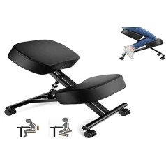 Coocheer Classico Black Faux Leather Steel Iron Foam Knee Chair