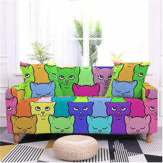 Lijucai Cute Cat Pattern Sofa Cover for Living Room Chair Sofa 1/2/3/4 Seat Elastic Slipcovers All Corners Sofa Furniture Stretch Set, CQ148,1,4, Seat 235,300 cm