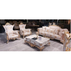 Jv Möbel Luxury Chesterfield Set 3+3+1 Coffee Table Baroque Rococo Seat Cushion Sets